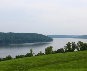 The curve in the big lake from the overlook hill area of the park.