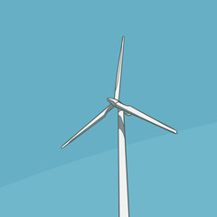 Wind Turbine Clean Energy Illustration. Vector.
