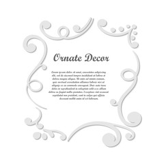 Vector decorative element for design. Frame template with place for text. Fine floral border. Lace decor. Elegant art for birthday and greeting card, wedding invitation.
