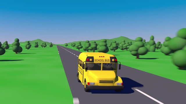 Back to school. School bus goes to school. The bus carries children to school.