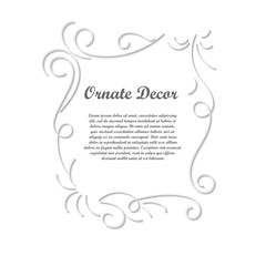 Vector decorative element for design. Frame template with place for text. Fine floral border. Lace decor. Elegant art for birthday and greeting card, wedding invitation.