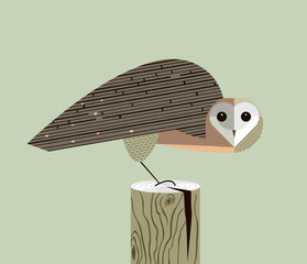 Fototapeta premium Owl sits on the stump