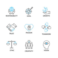 Modern Thin Line Icon and Pictogram, Business Core Value Concept, Flat thin line designed vector Illustrator