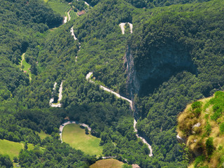 High angle view of mountain winding road