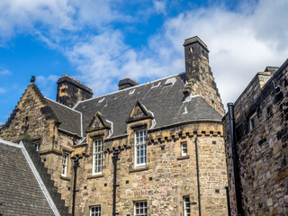 Fototapeta na wymiar Features and architecture of the grand Edinburgh Castle.