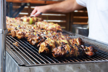 Baked skewers on real fire