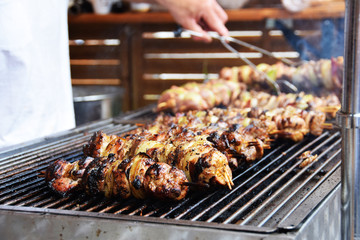 Baked skewers on real fire