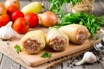 Green Peppers stuffed with rice and meat