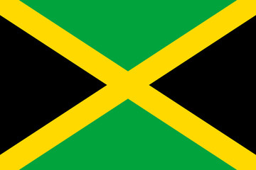 Flag Jamaica flat icon. State insignia of the nation in flat style on the entire page. National symbol in the form of a vector illustration