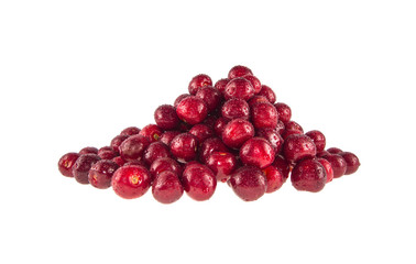 Many berries of fresh cherries on the white background