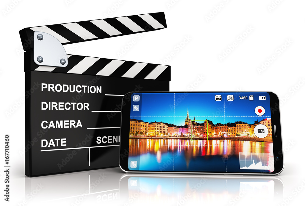 Poster Smartphone with camera app and clapper board