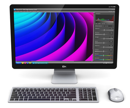 Desktop computer PC with photo editor software