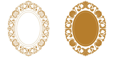 Set of vintage border frame engraving with retro ornament pattern in antique baroque style decorative design. Vector