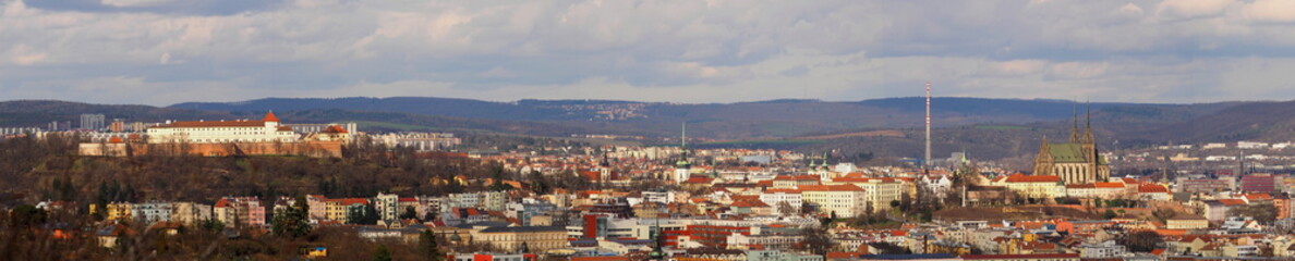 Panorama of the city brno, historical center, churches, South Moravia, Czech Republic