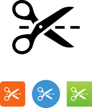 Scissors Cutting Coupon Icon - Illustration