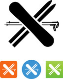 Skis And Snowboard Icon - Illustration