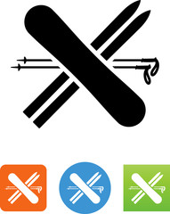 Skis And Snowboard Icon - Illustration