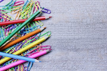 Paper clips and colored pencils