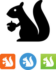 Squirrel With Nut Icon - Illustration