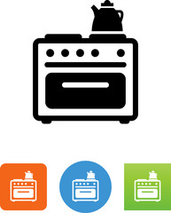 Stove With Kettle Icon - Illustration