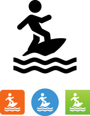 Surfer Riding Waves Icon - Illustration