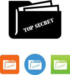 Top Secret File Folder With Papers Icon - Illustration