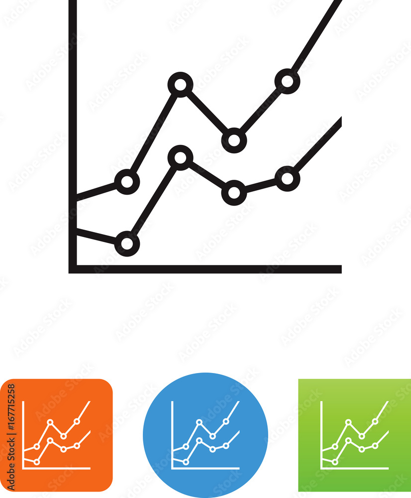 Sticker trend chart with points icon - illustration