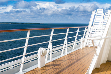 railing on deck of a cruise ship