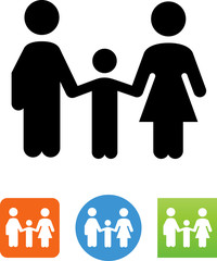 Vector Family With Son Icon - Illustration