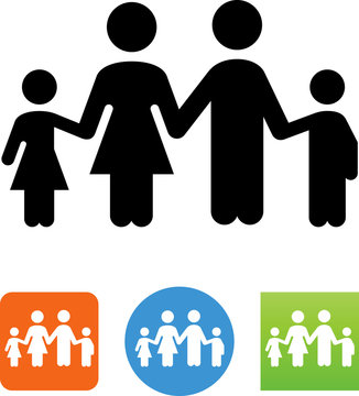 Vector Family Holding Hands Icon - Illustration