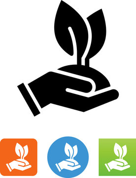 Vector Hand Holding Plant Icon - Illustration