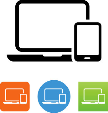 Vector Laptop And Smart Phone Icon - Illustration