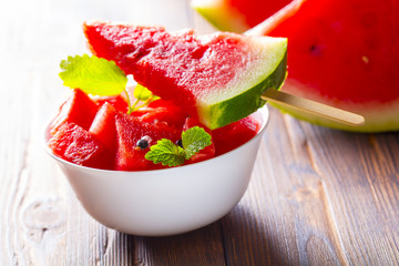 Watermelon fresh Wooden vintage background
