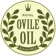 Olive oil abstract label with branch and crown for your design.