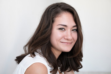 Fototapeta premium Teen girl portrait, over white background