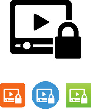 Video Player With Digital Rights Icon - Illustration
