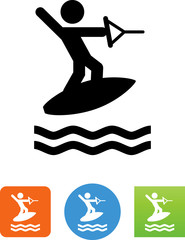 Wakeboarder Jumping Icon - Illustration