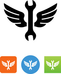 Wrench With Wings Icon - Illustration