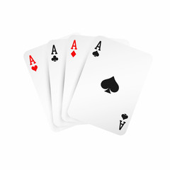 Four aces. Winning poker hand concept. Playing cards isolated on white background