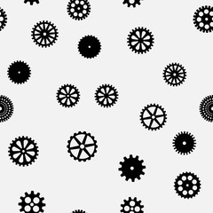 abstract vector black flat gears seamless pattern