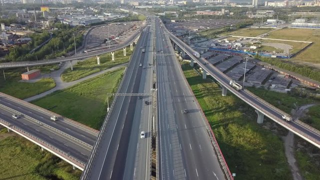 Aerial view of car traffic on highway