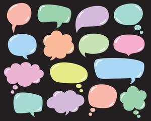 Vector set of speech bubbles, thought bubbles, text bubble, conversation bubbles, with glossy balloon effect.