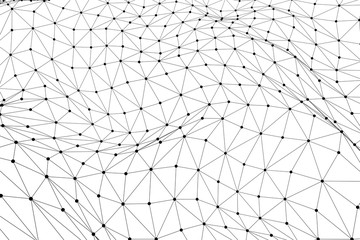 Black 3D low poly wireframe mesh - network or cyber internet concept
