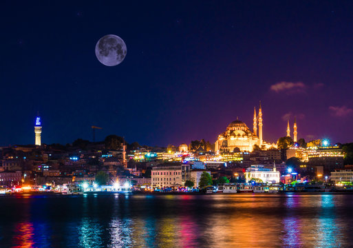 Istanbul Mosque In The Night Turkey