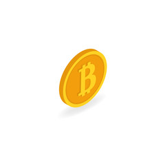Coin bitcoin on a white background. Isometric vector illustration.