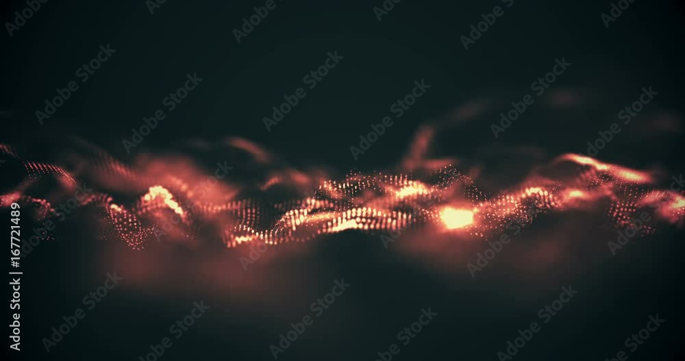 Poster abstract point wave with shining bokeh sparkles. smooth animation of point wave. backdrop of beautif