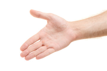 Man's hand emotions  handshake