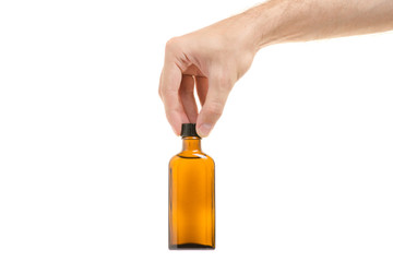 Syrup for throat in male hands
