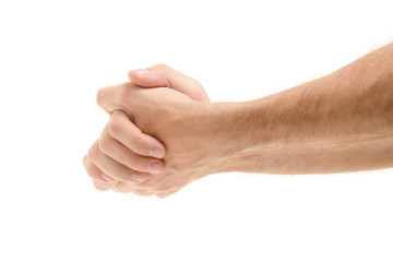Man's hand emotions  handshake