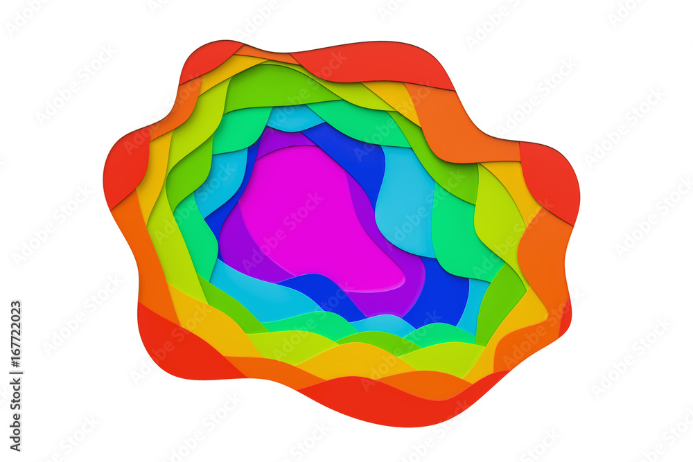 Poster abstract colorful colors, cut waves background. 3d rendering